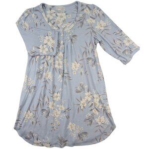 Miss Elaine Night Gown Sleep Shirt Womens‎ M Blue Floral Cottagecore Pintuck